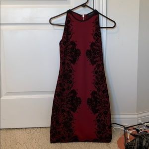 Maroon, floral dress